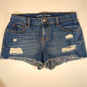 Old Navy  Women's Boyfriend Distressed Blue Jean Shorts , Size 6